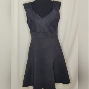 WHBM Black Sleeveless Fully Lined Banded Knit Skater Dress - Size 10